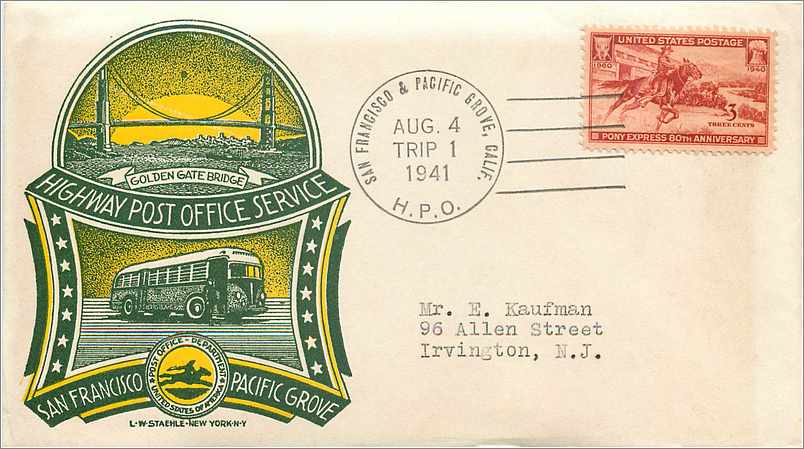 Lettre Cover Etats-Unis 3c Highway Post Office Service 1941 Bus Autobus