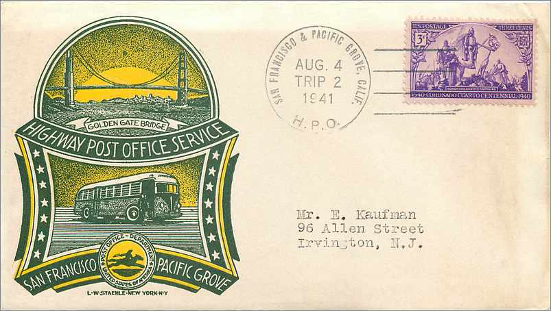 Lettre Cover Etats-Unis 3c Highway Post Office Service 1941 Bus Autobus