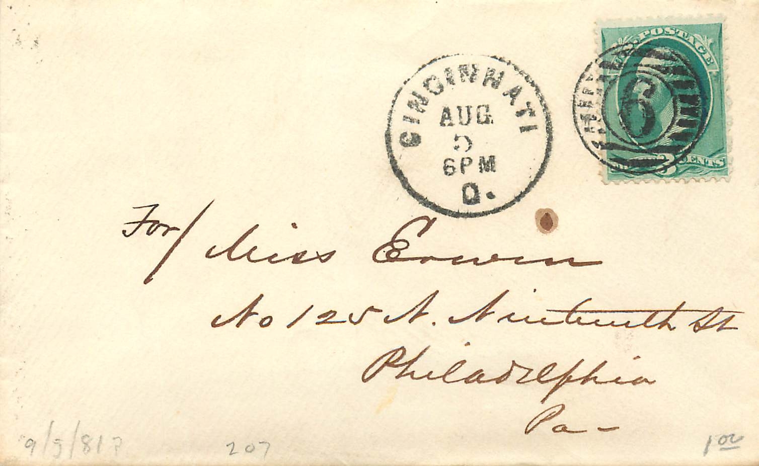 Lettre Cover Etats-Unis 3c Cincinnati