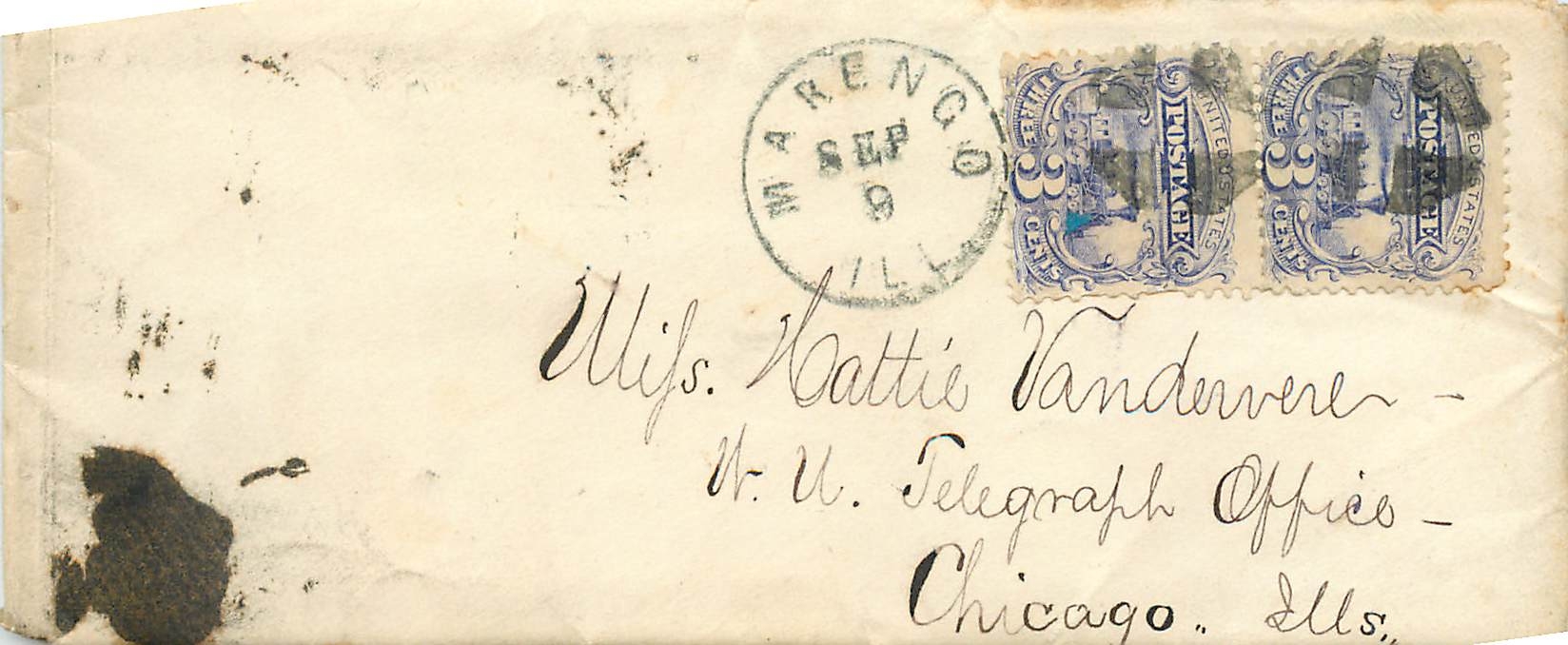 Lettre Cover Etats-Unis 3c *2 Marengo