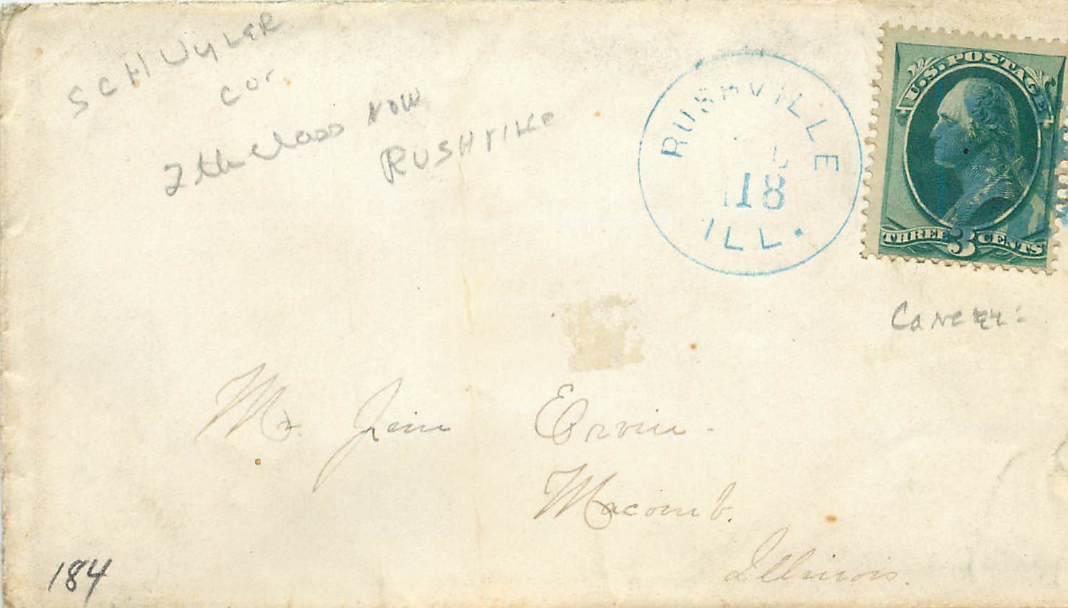Lettre Cover Etats-Unis 3c Rushville
