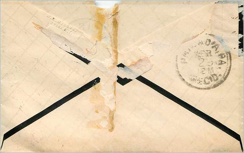 Utica — carte postale envoyée à Philadelphia — timbre 3 cents — Rückseite