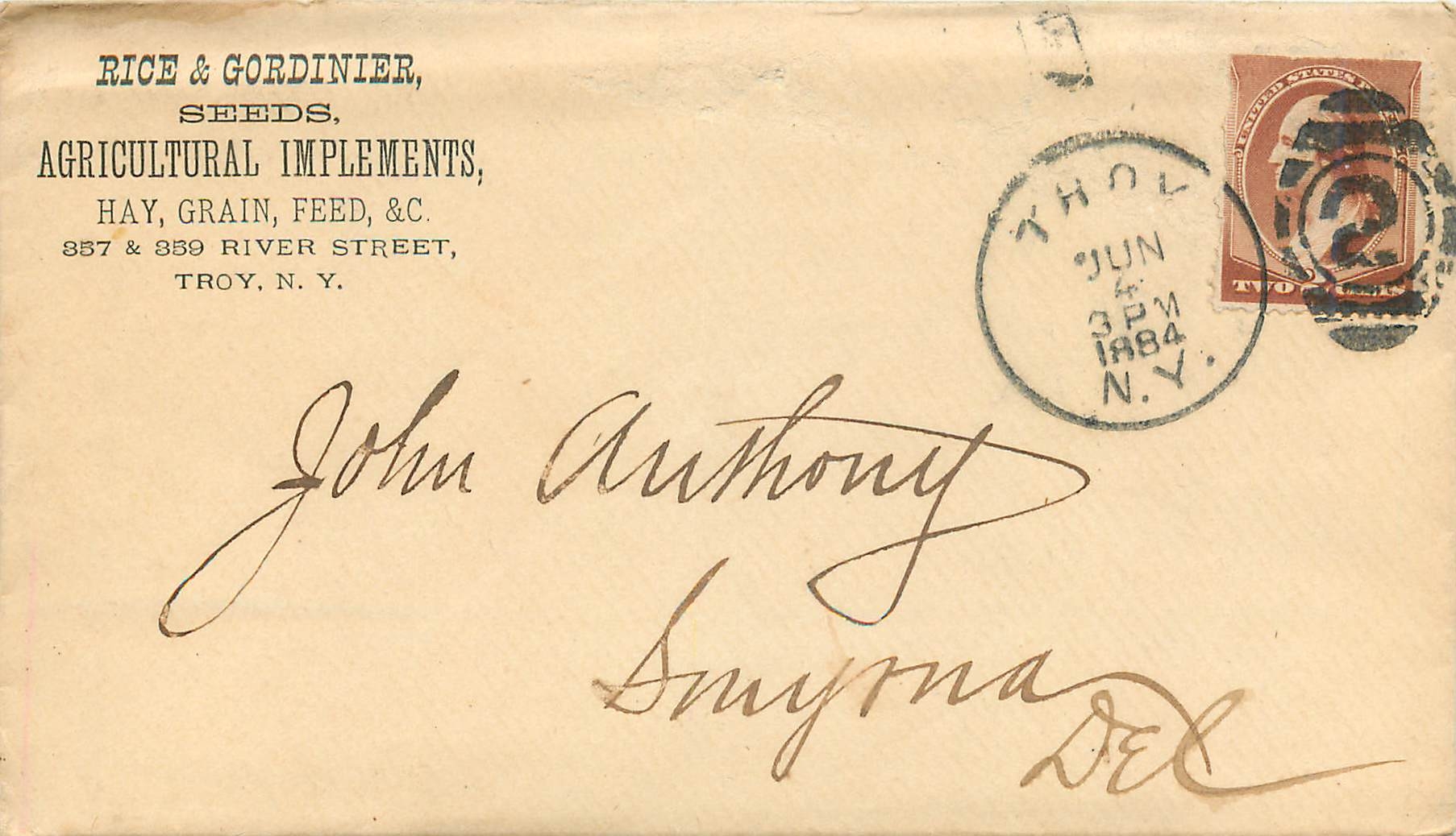 Lettre Cover Etats-Unis 2c Troy 