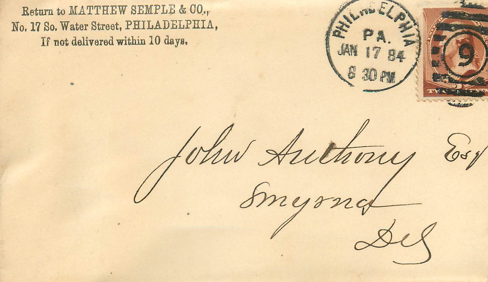 Lettre Cover Etats-Unis 2c Philadelphia 