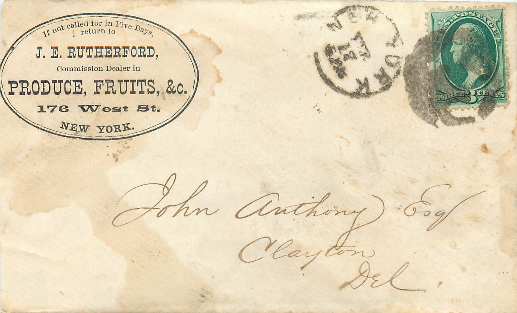 Lettre Cover Etats-Unis 3c Produce Fruits