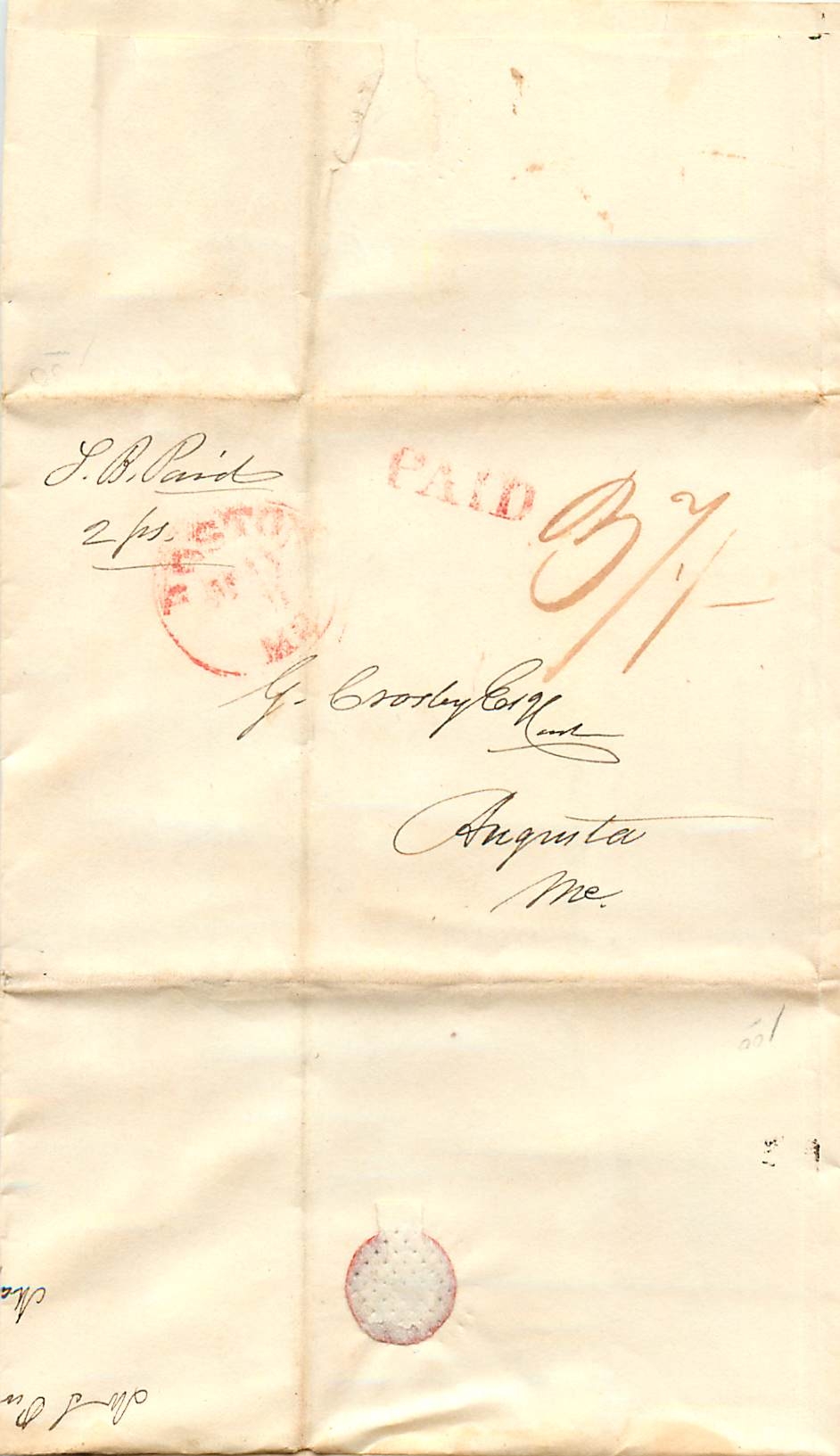 Lettre Cover Etats-Unis Boston 1836