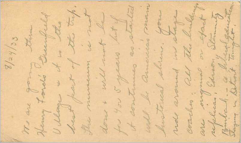 Lettre Cover Etats-Unis 1c 1933 Greenfield — Rückseite