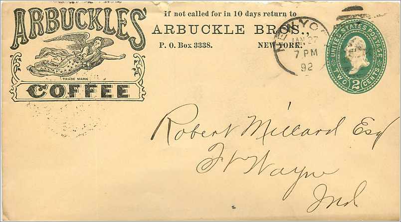 Lettre Cover Etats-Unis 2c Arbuckles Ange Angel Coffee Cafe