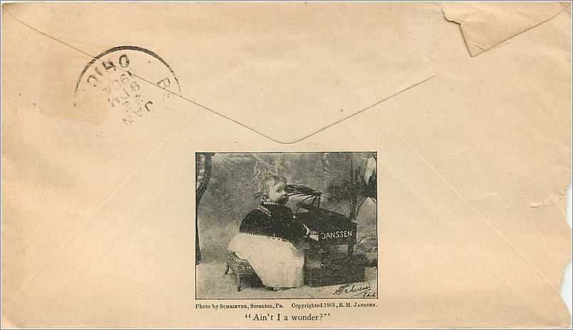 Lettre Cover Etats-Unis 2c Ben Janssen Pianos — Rückseite