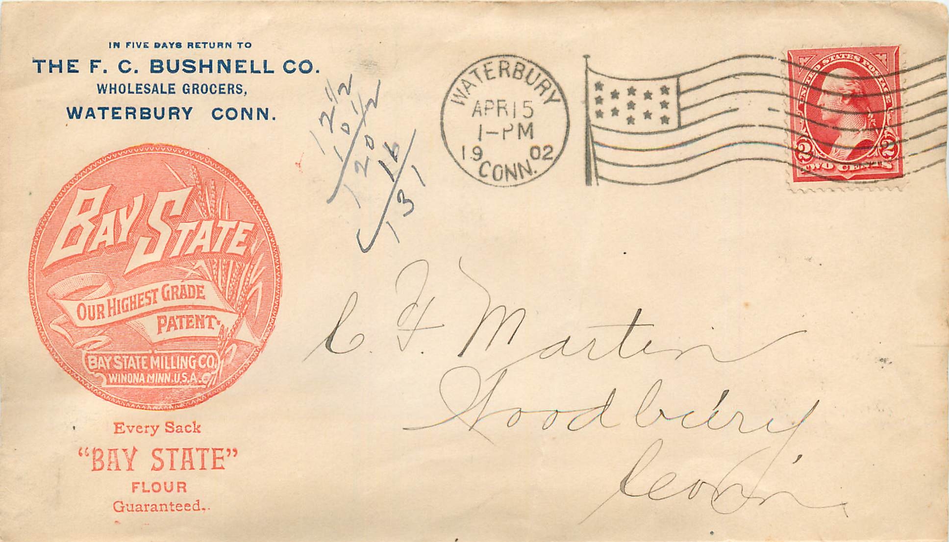 Lettre Cover Etats-Unis 2c Bay State Winona Minn 1901 Waterbury