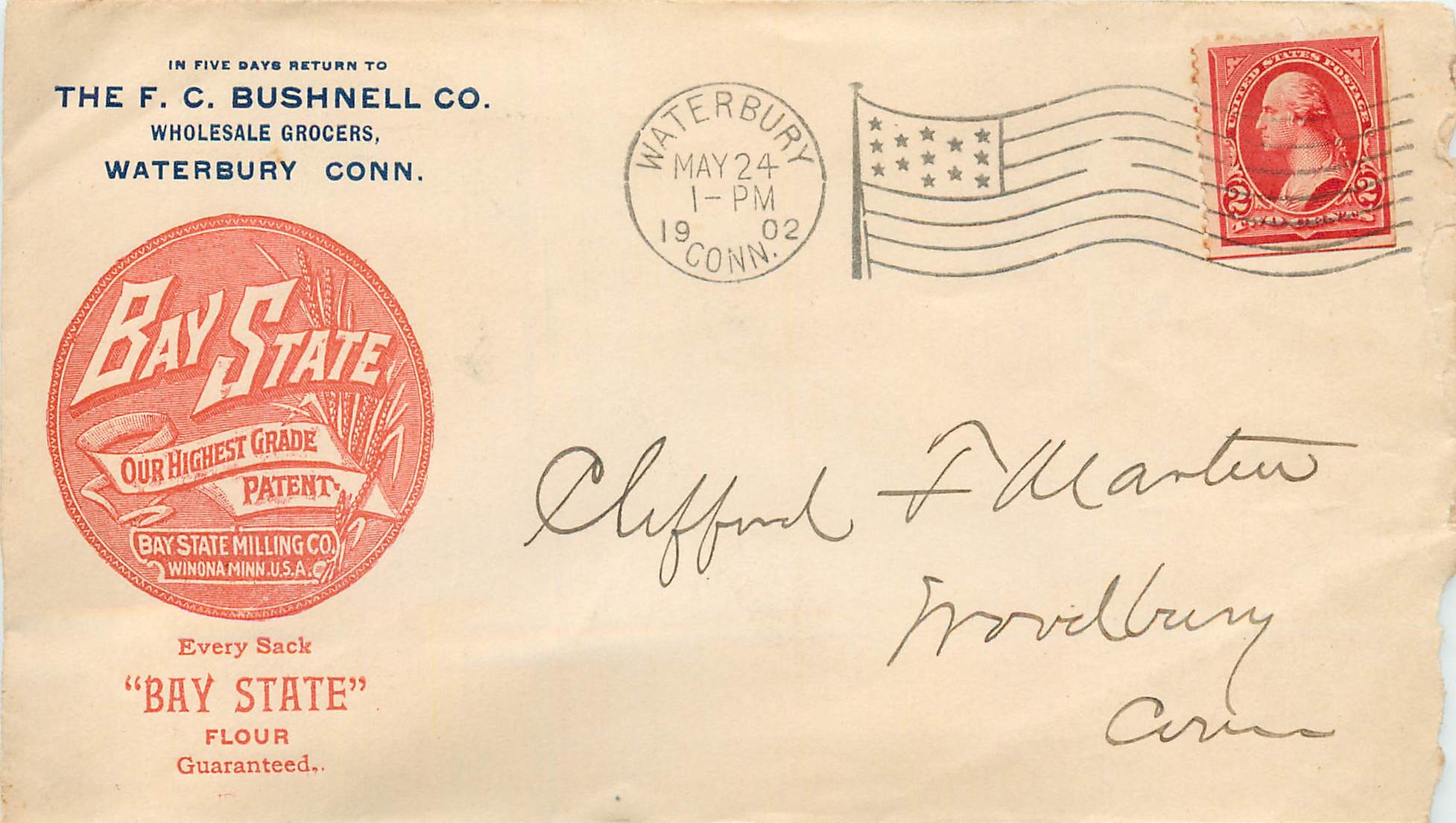 Lettre Cover Etats-Unis 2c Bay State Winona Minn 1903 Waterbury