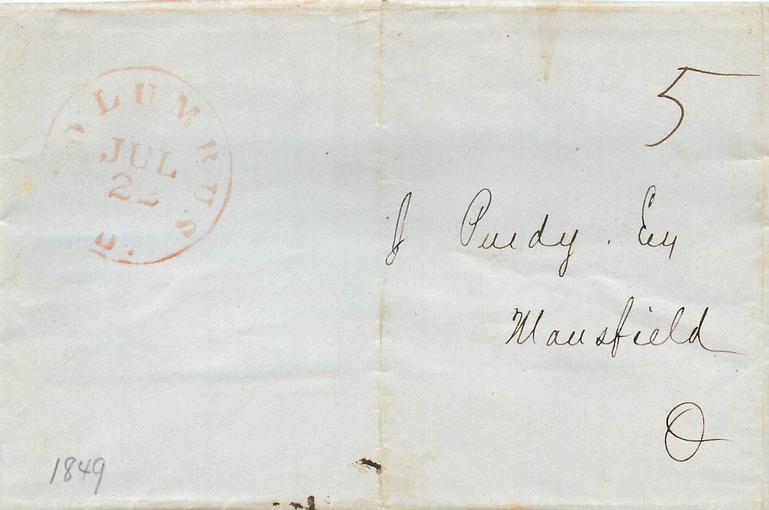 Lettre Cover Etats-Unis Wisconsn 1854