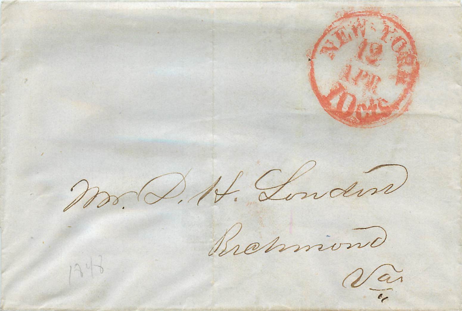 Lettre Cover Etats-Unis New York 1848