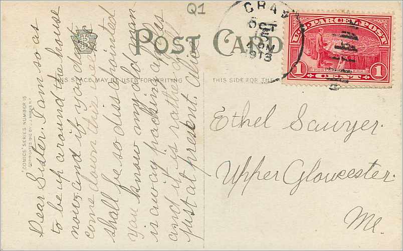 CPA US Parcel Service 1913 Police — Back