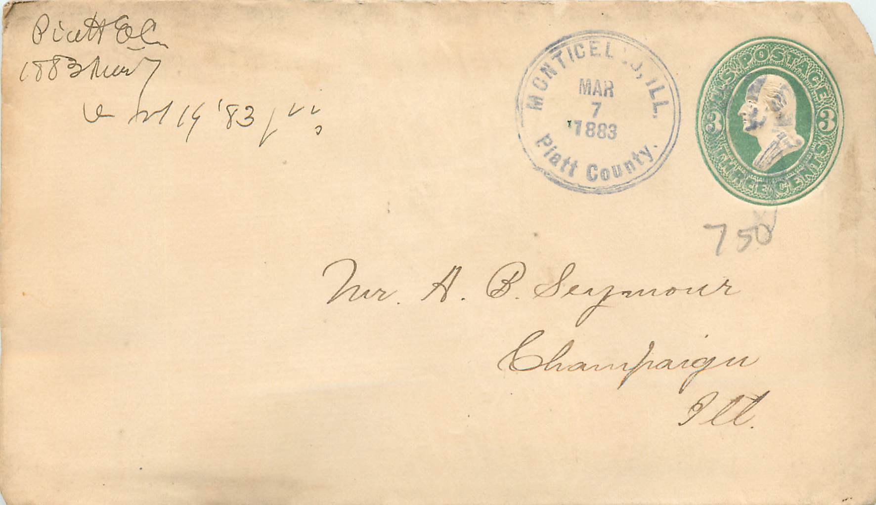 Lettre Cover Etats-Unis Stationary Monticello Ill 1883
