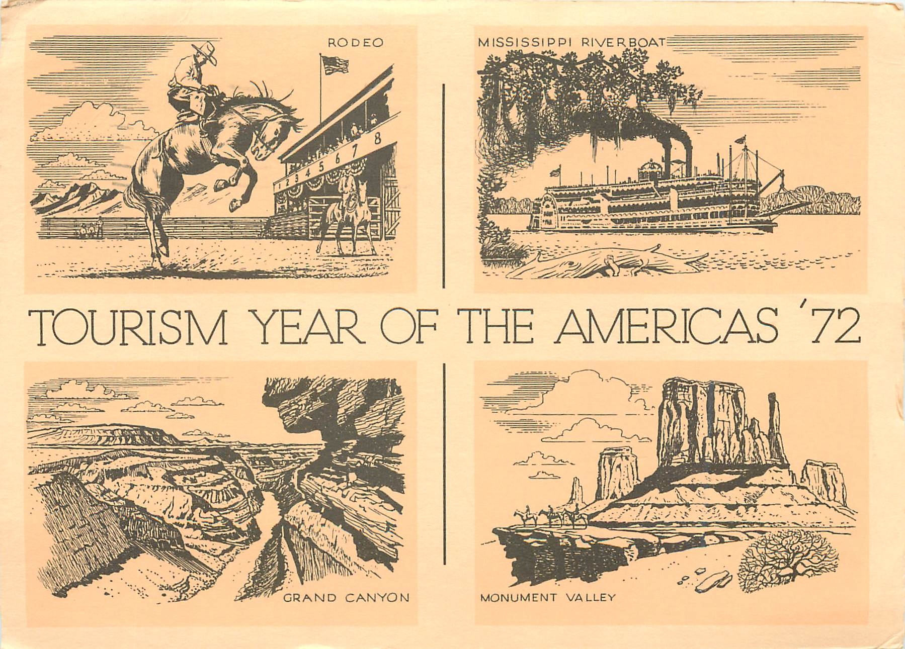 Rodeo — Mississippi Riverboat — Grand Canyon — Monument Valley — Tourism Year of the Americas '72