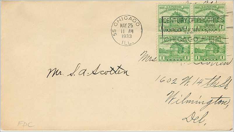 Lettre Cover Etats-Unis FDC 1933 Chicago Century of progress