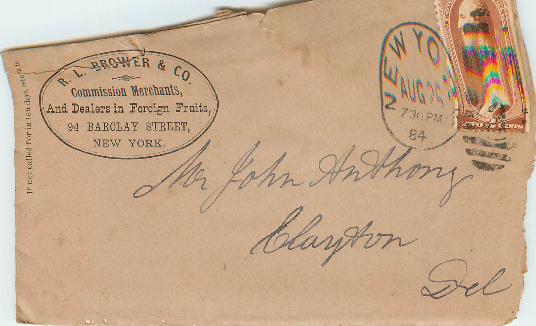 Lettre Cover Etats-Unis 2c New York 1884 Fruits