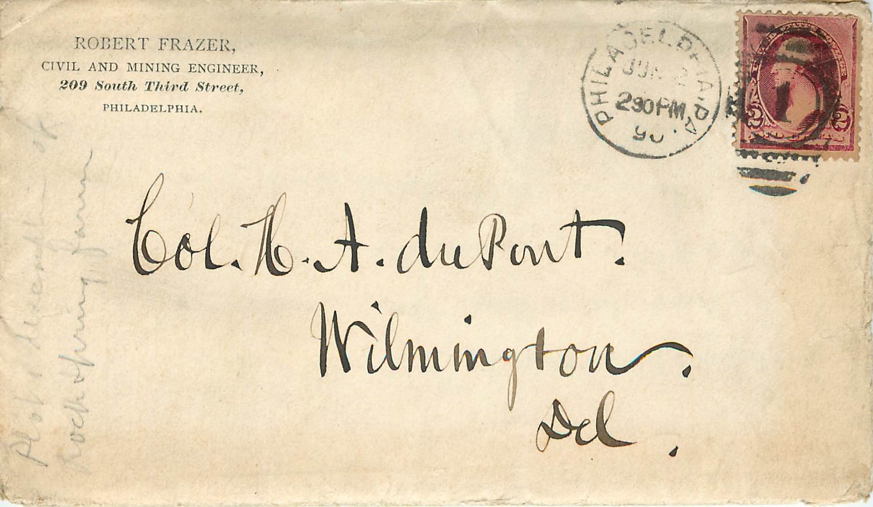 Lettre Cover Etats-Unis 2c Philadelphia 1890