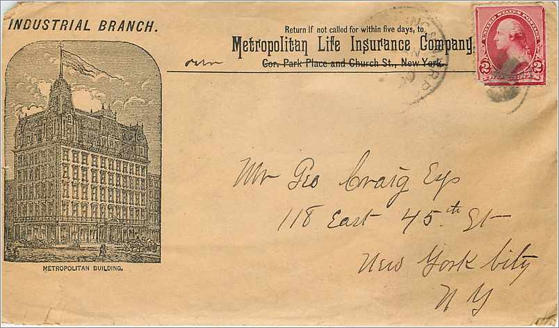 Lettre Cover Etats-Unis Metropolitan Life Inusance Building