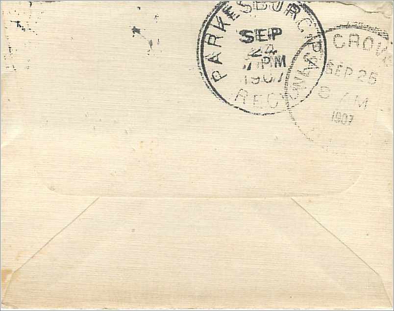 Lettre Cover Etats-Unis 2c Cochranville 1907 — Back