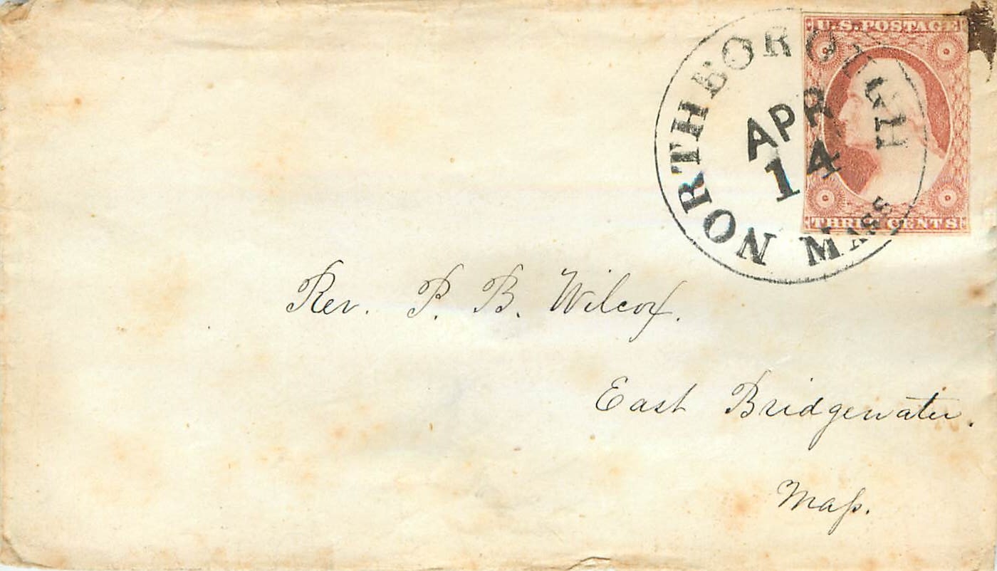 Lettre Cover Etats-Unis 3c Northborough to East Bridgewater Mass