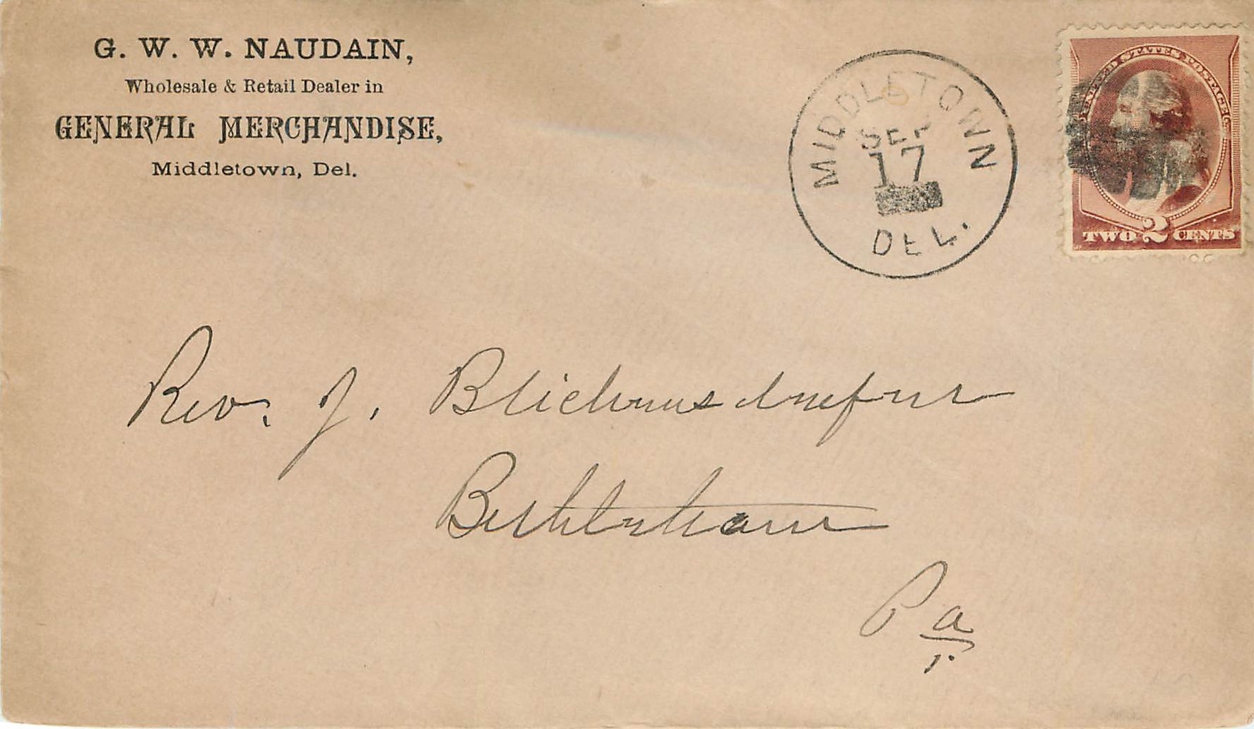 Lettre Cover Etats-Unis 2c Middleton 1887