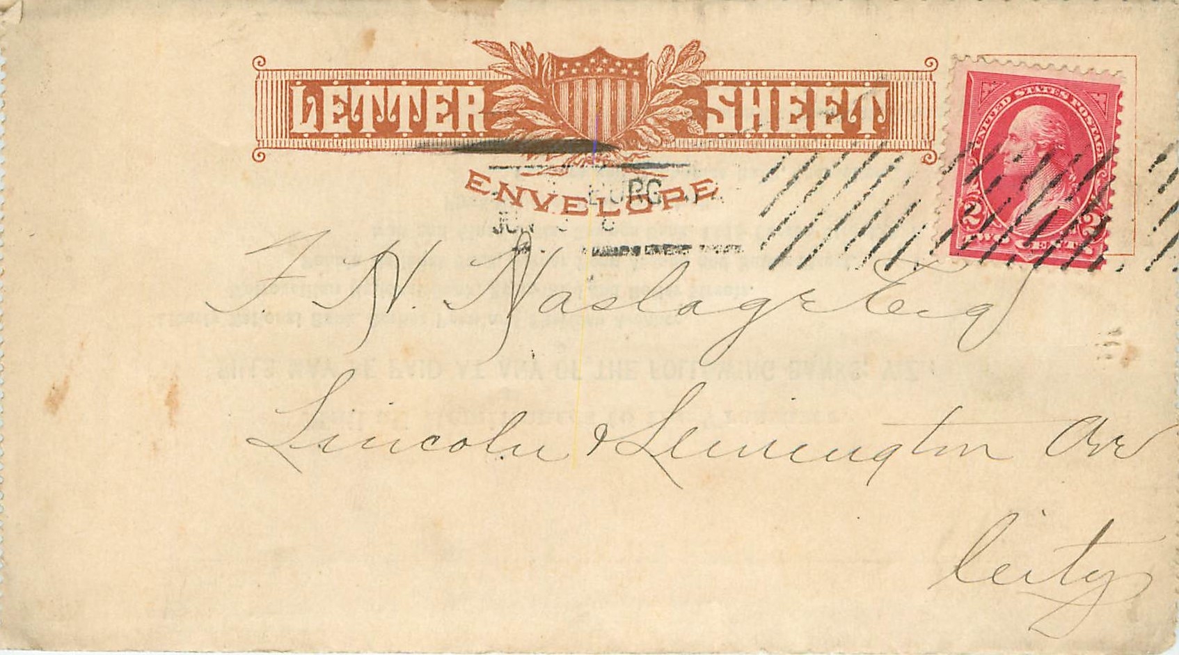 Lettre Cover Etats-Unis 2c to Leity 1896