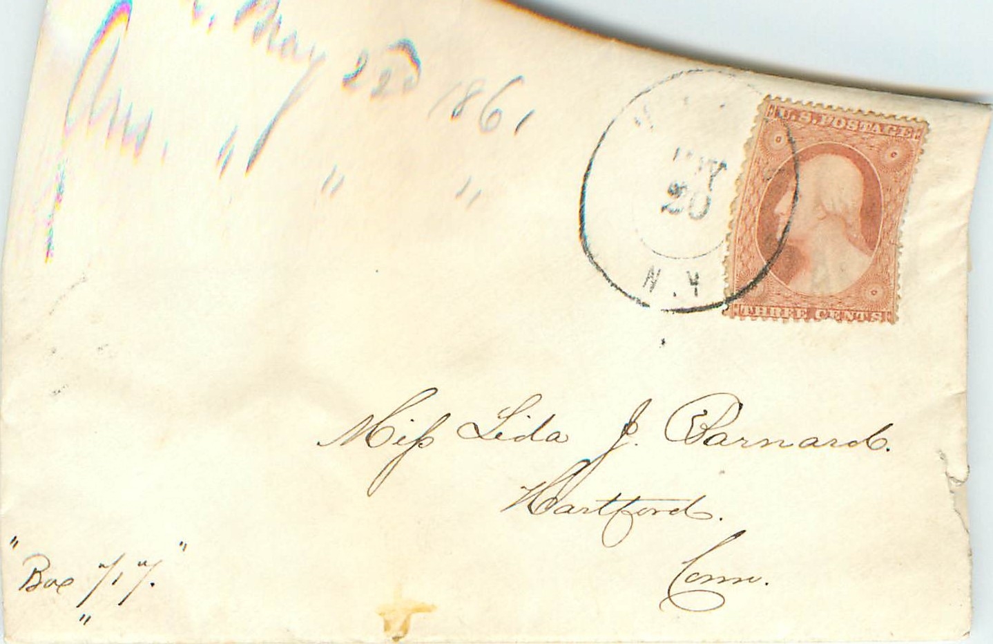 Lettre Cover Etats-Unis 3c to Hartford 1861