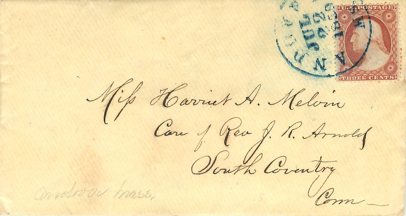 Lettre Cover Etats-Unis 3c Andover Mass 1859