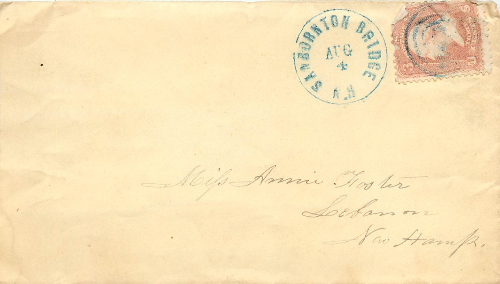 Sanbornnton Bridge — carte postale avec timbre et cachet — éditeur inconnu, n° de série non visible