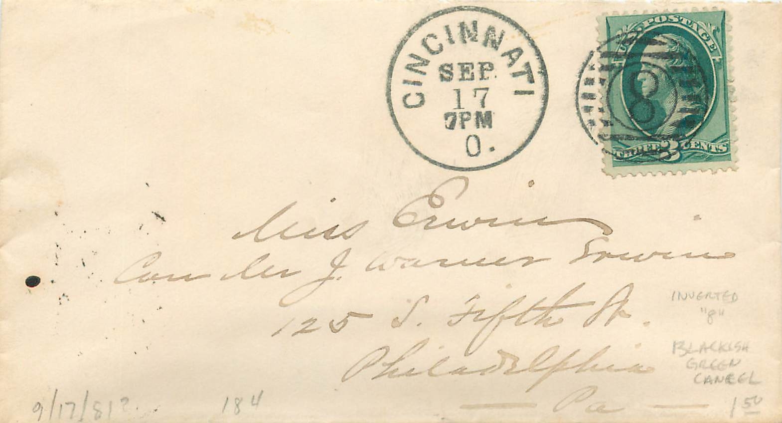 Lettre Cover Etats-Unis 3c Cincinnati