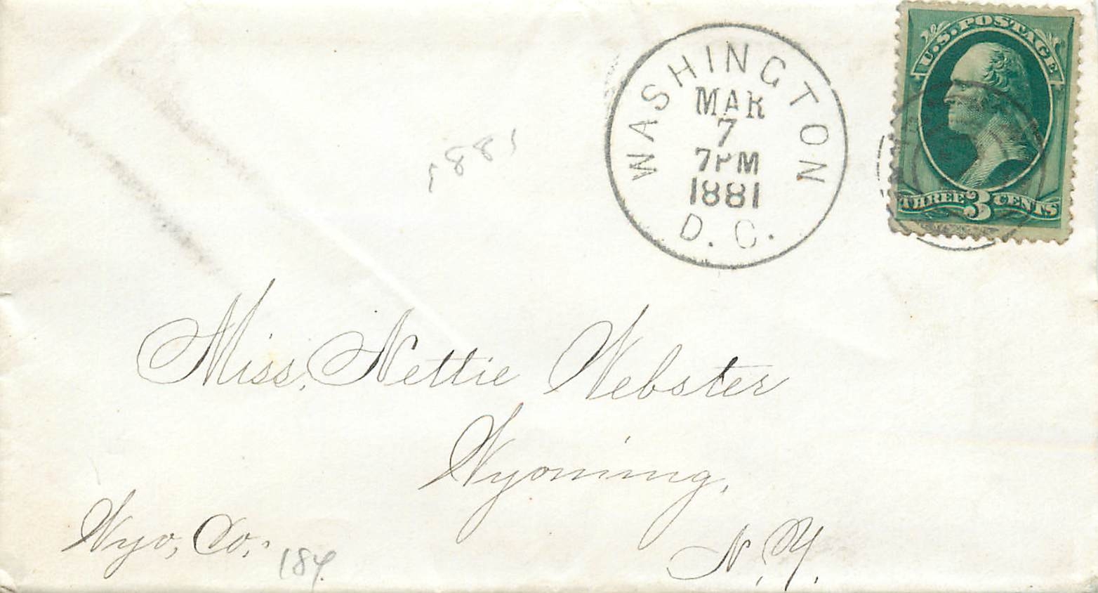 Lettre Cover Etats-Unis 3c Washington 