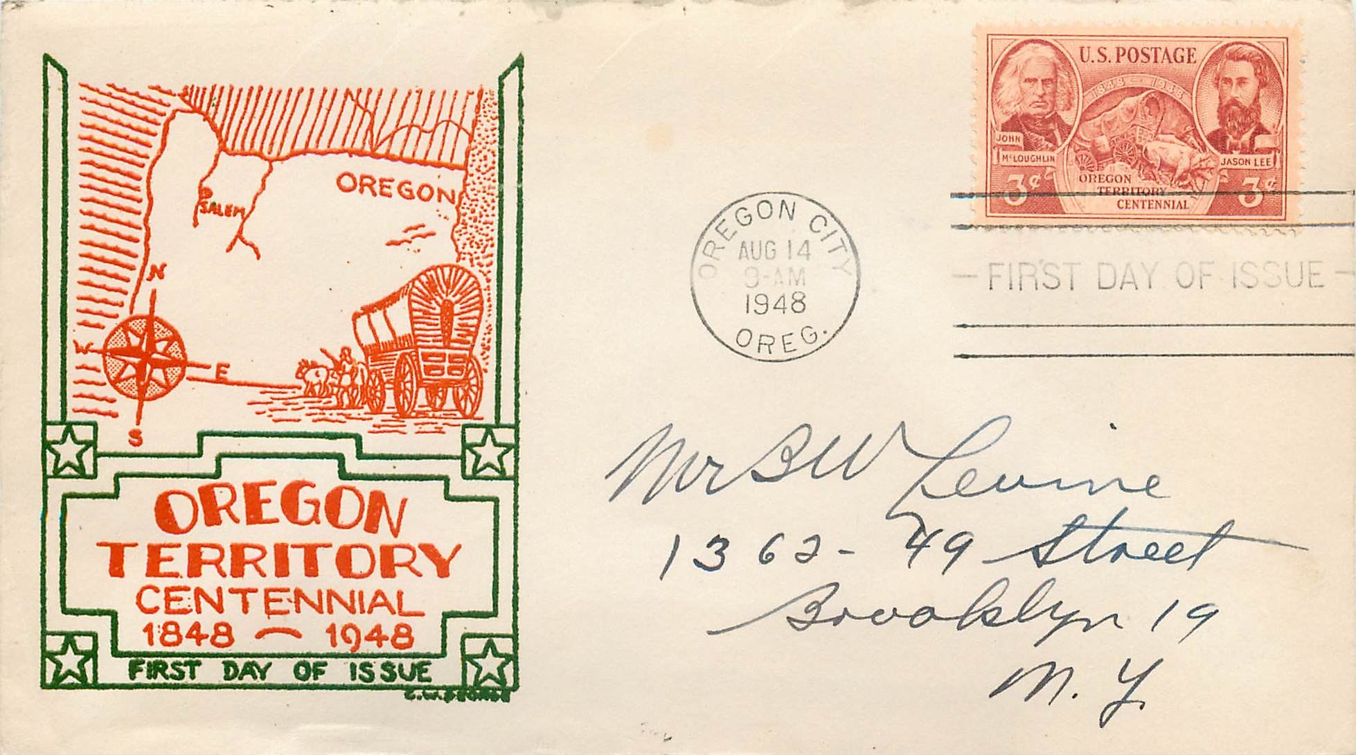 Lettre Cover Etats-Unis FDC Oregon Territory 14 AUG 1948