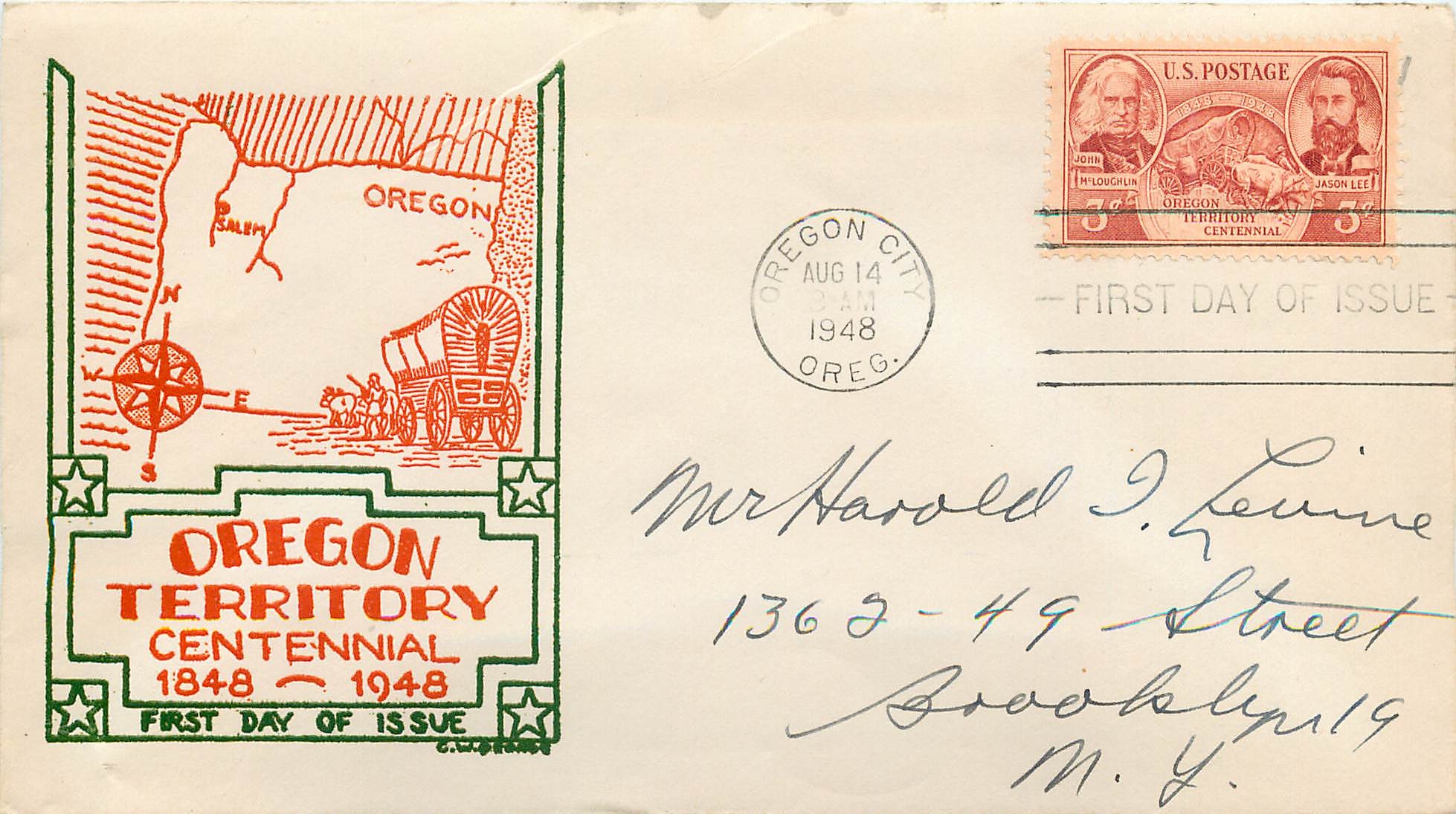 Lettre Cover Etats-Unis FDC Oregon Territory 14 AUG 1948
