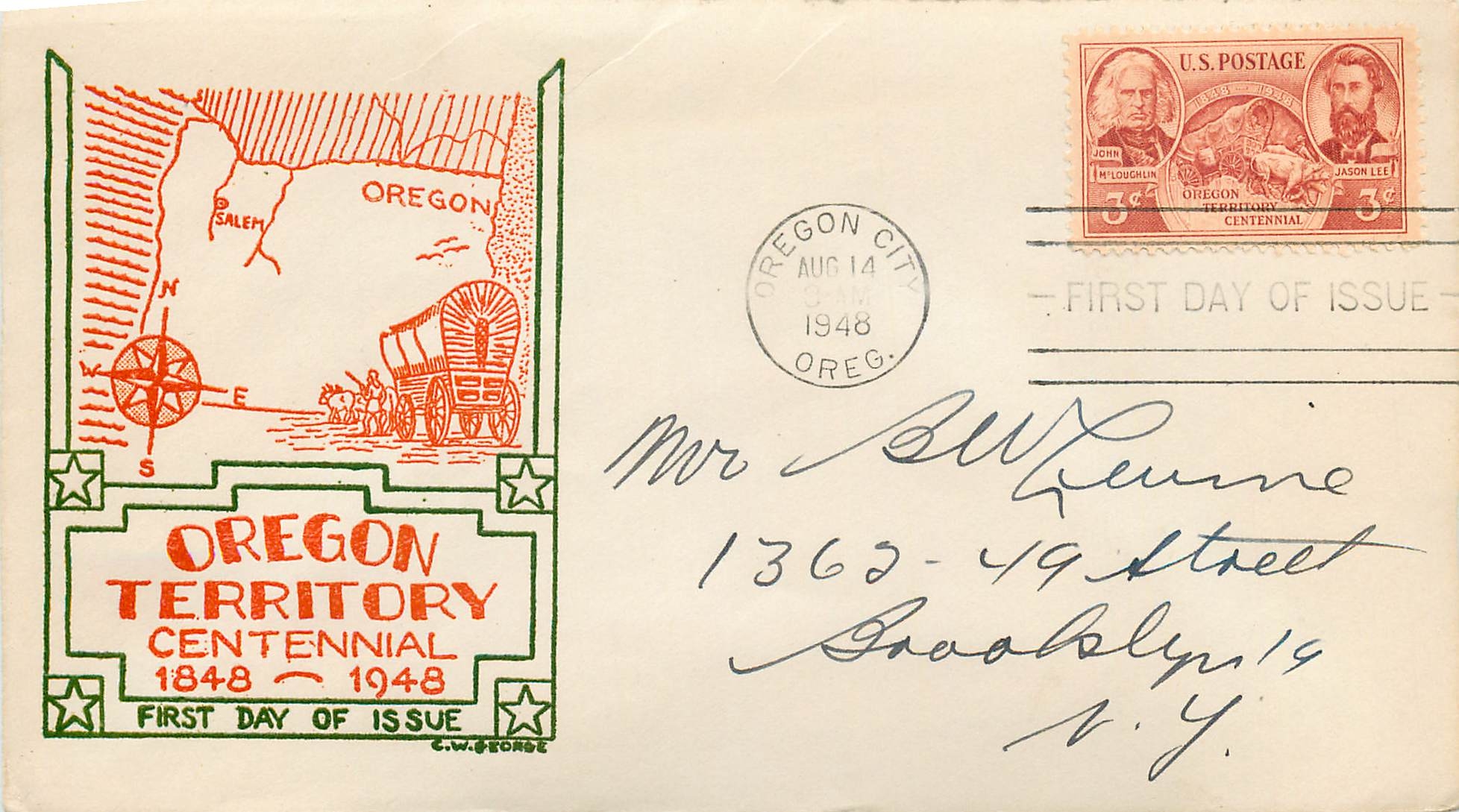 Lettre Cover Etats-Unis FDC Oregon Territory 14 AUG 1948