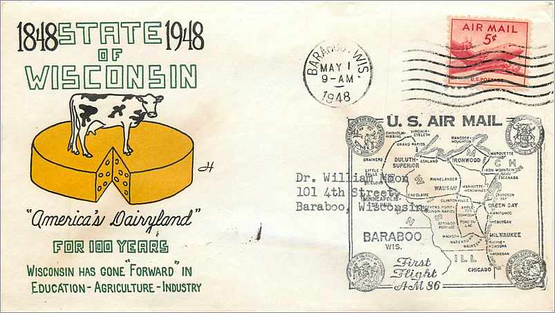 Lettre Cover Etats-Unis MAY 1948 Wisconsin Vache Cheese Fromage Barabo