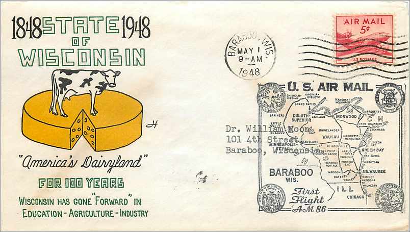 Lettre Cover Etats-Unis MAY 1948 Wisconsin Vache Cheese Fromage Barabo