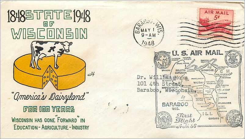 Lettre Cover Etats-Unis MAY 1948 Wisconsin Vache Cheese Fromage Barabo