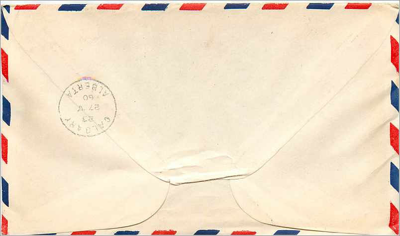 Lettre Cover Etats-Unis  Air Mail 1960 Spokane Calgary First flight — Rückseite
