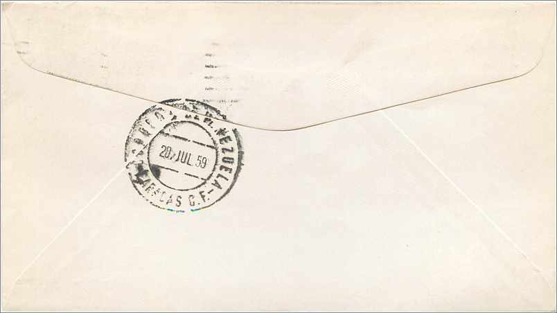 Lettre Cover Etats-Unis First Jet Clipped New York Caracas 1959 — Rückseite