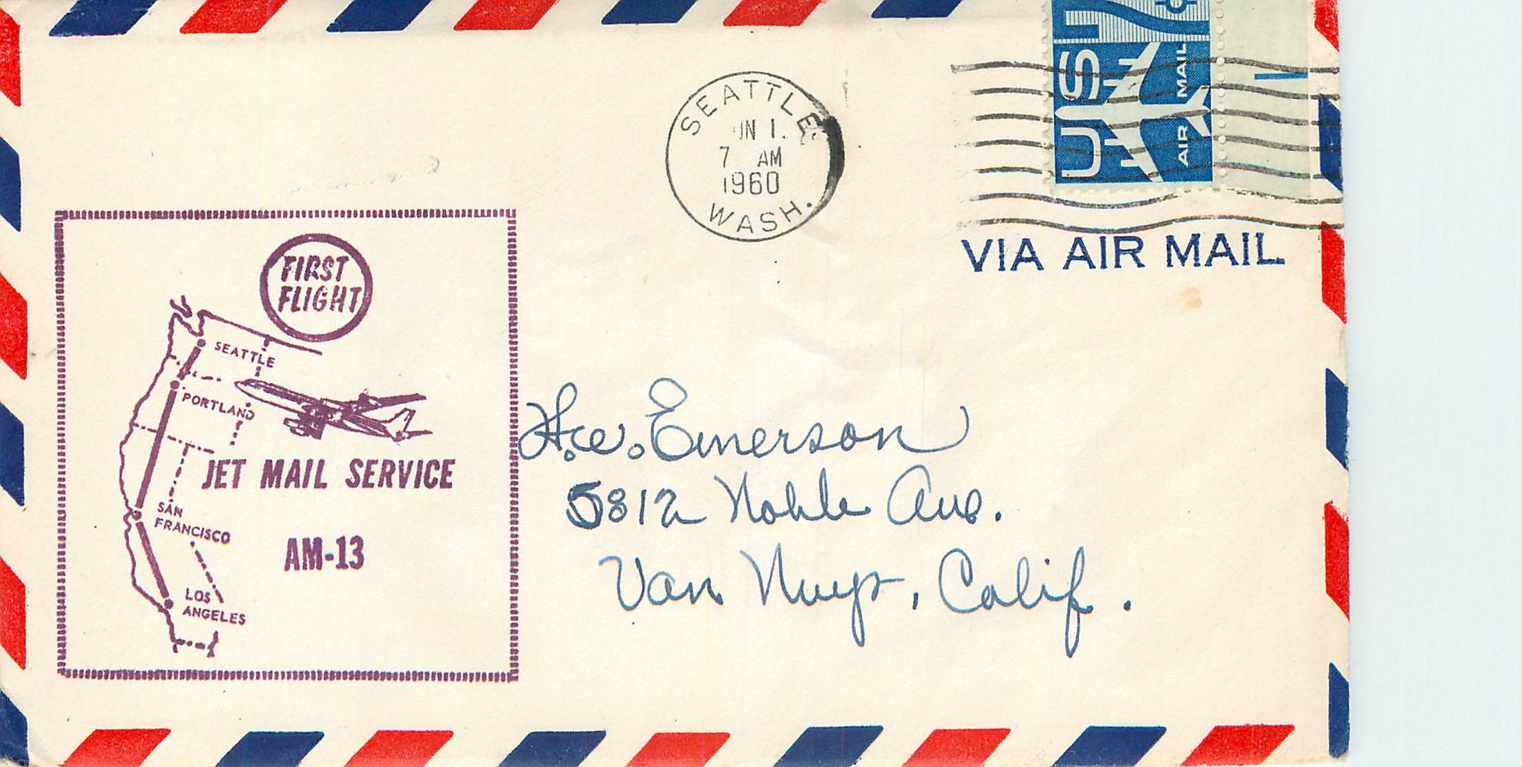 Lettre Cover Etats-Unis Jet Mail AM 13 Seattle 1960