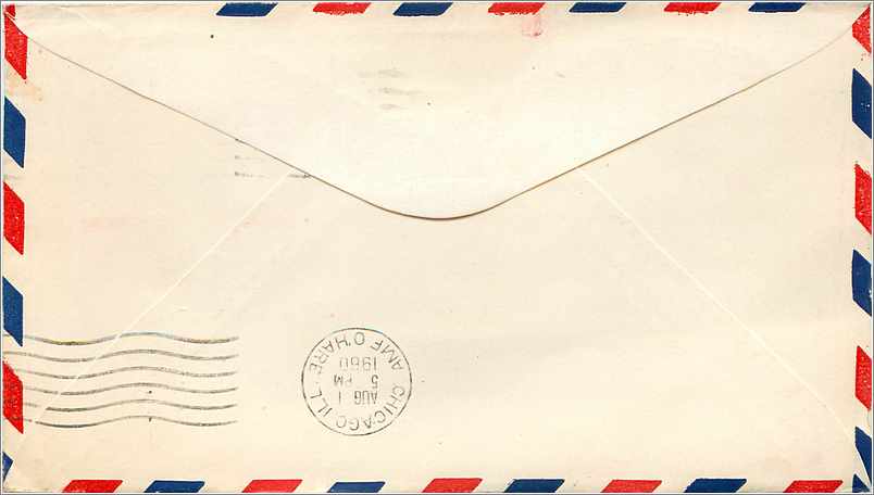Lettre Cover Etats-Unis First Jet flight AM 8 Memphis 1960 — Rückseite
