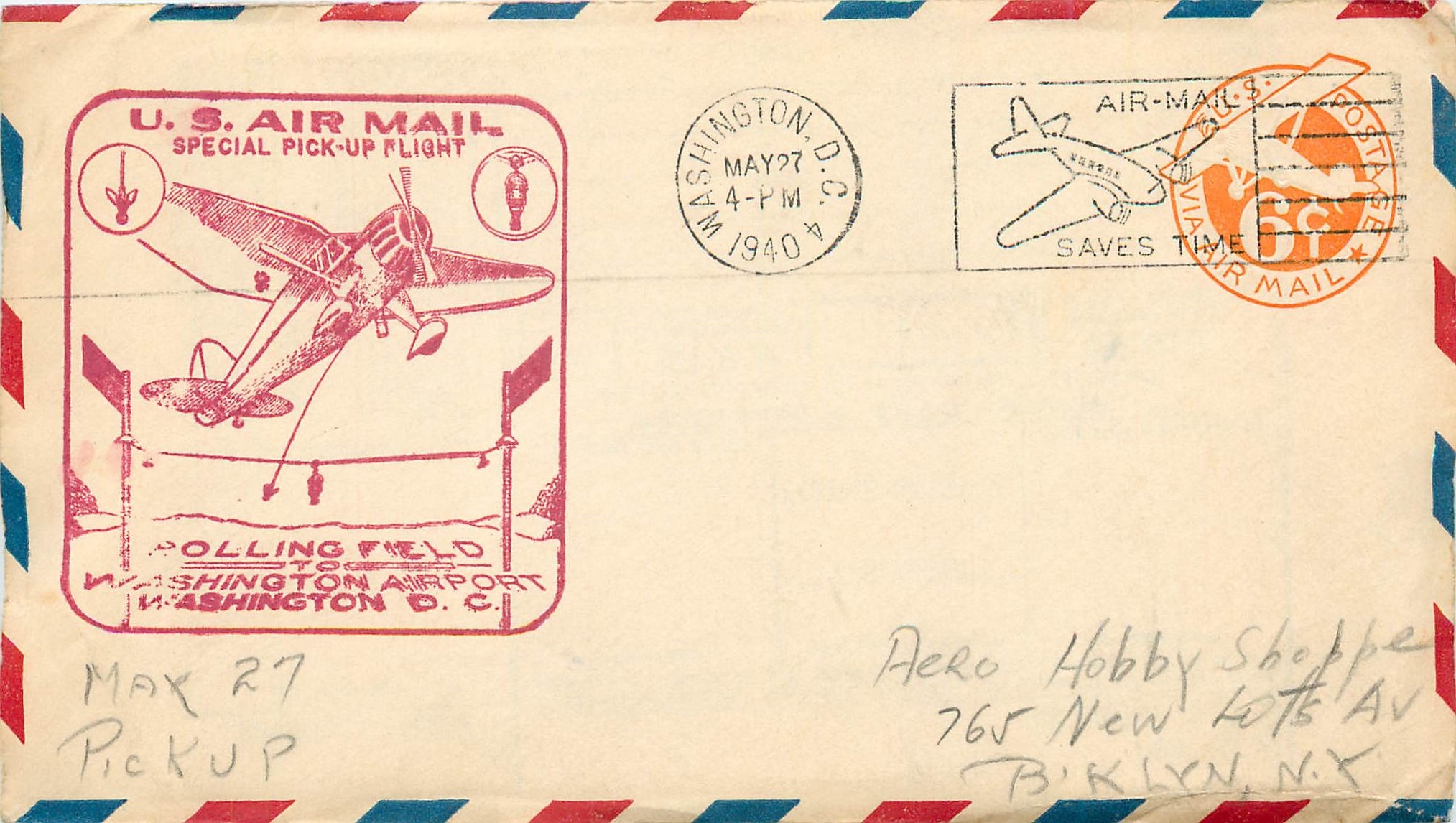 Lettre Cover Etats-Unis Flight Washington 1940