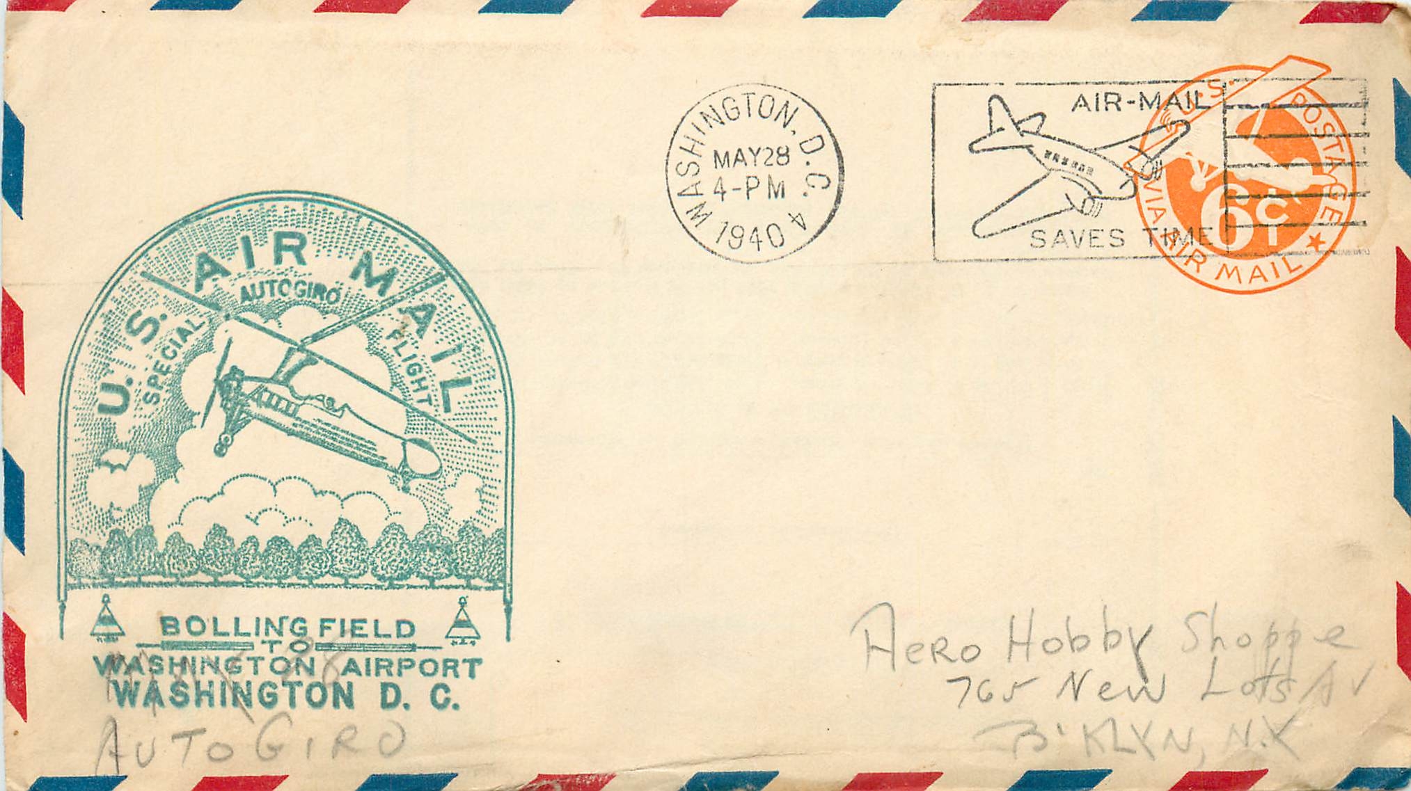 Lettre Cover Etats-Unis Flight Washington 1940