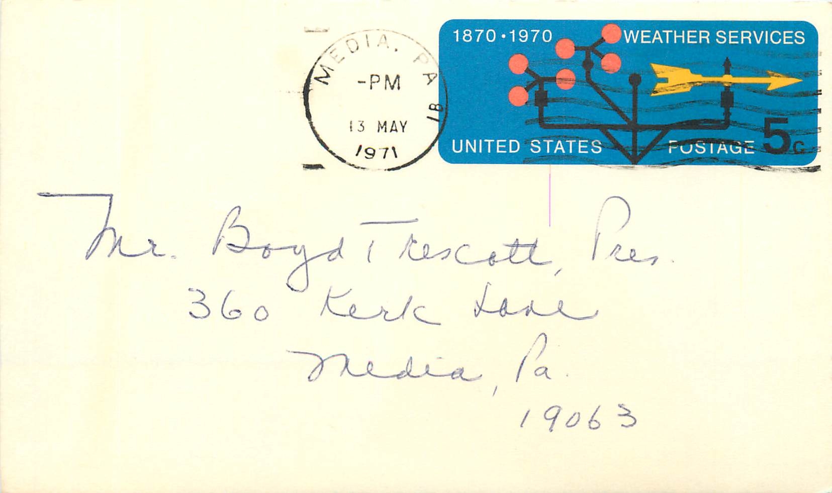 Lettre Cover Etats-Unis Stationary 5c 1971 Media 
