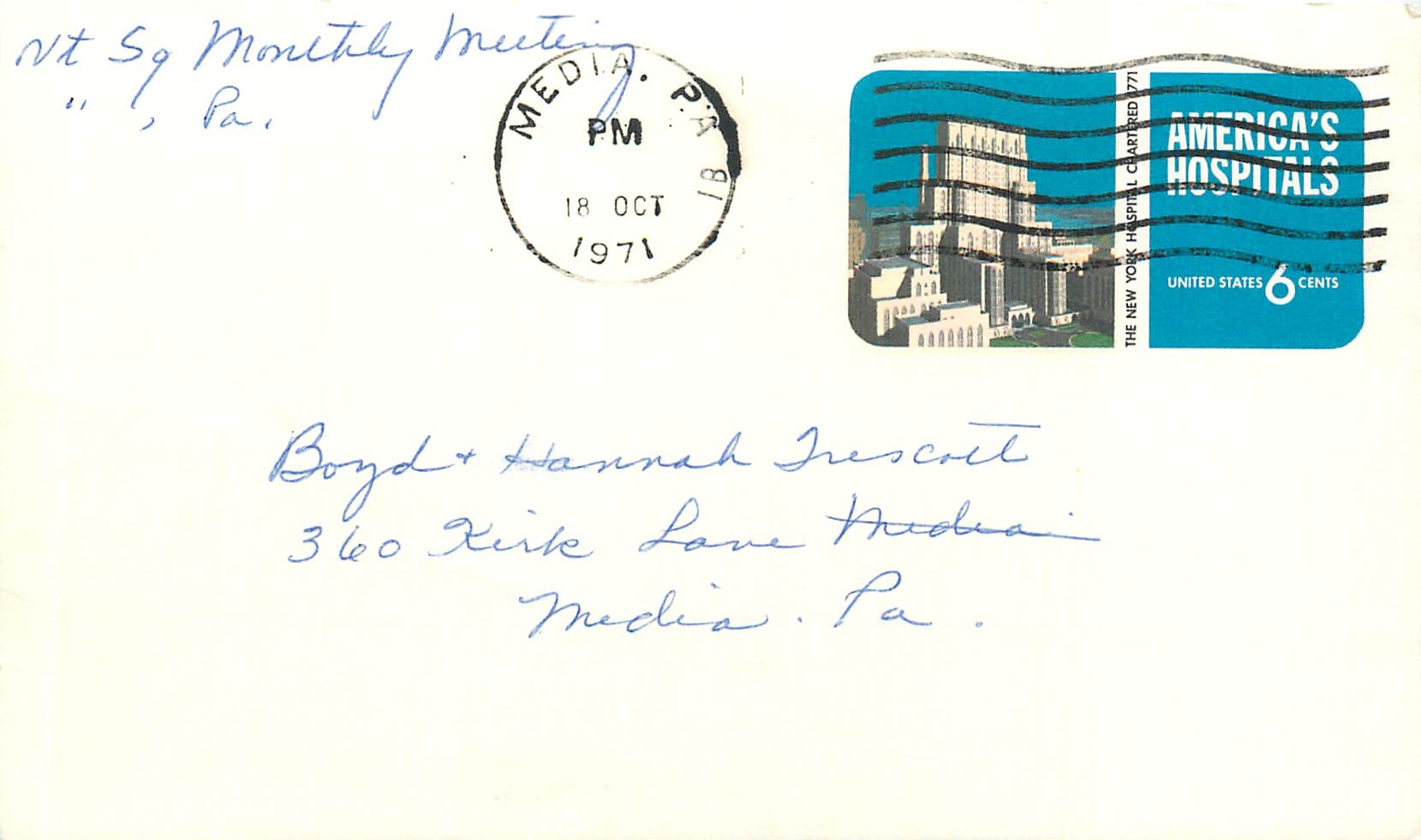 Lettre Cover Etats-Unis 6c stationary 1971