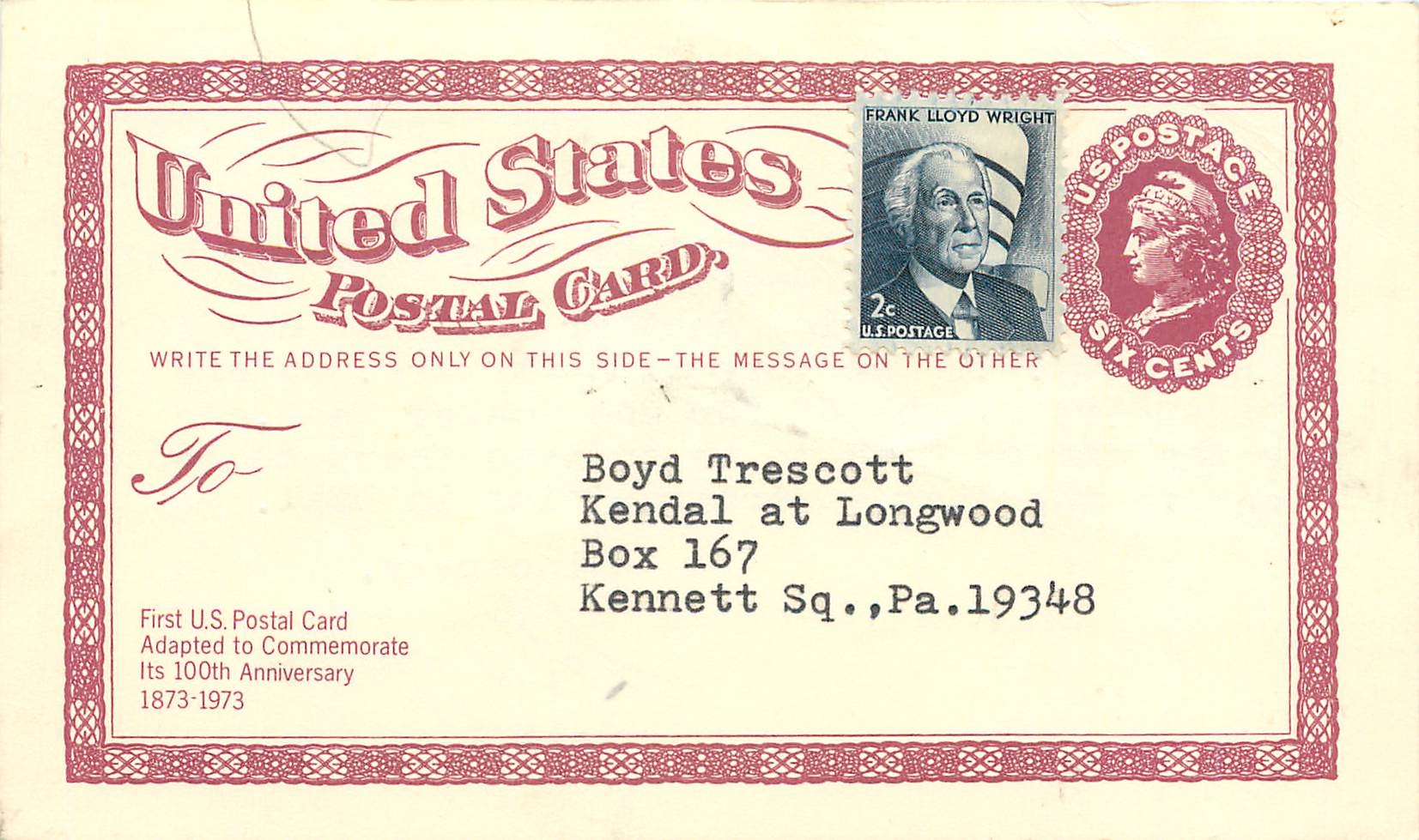 Lettre Cover Etats-Unis Stationary 6c Frank Lloyd Wright 1975