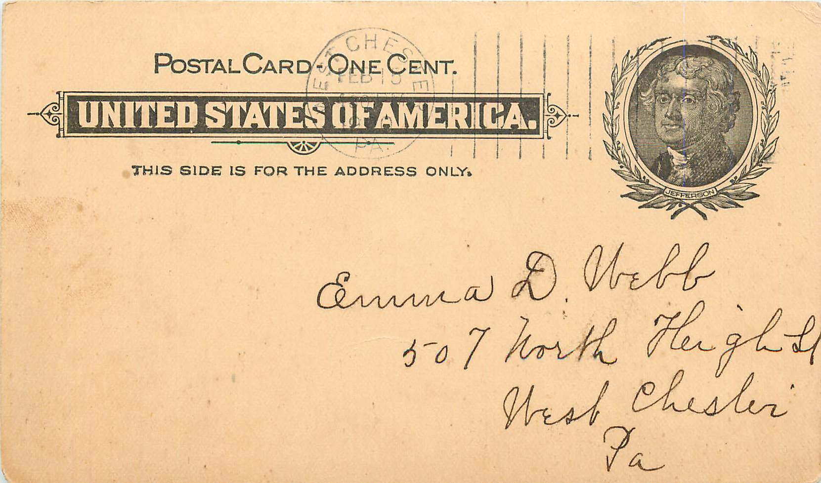 Lettre Cover Etats-Unis Stationary 1900 to West Chesler