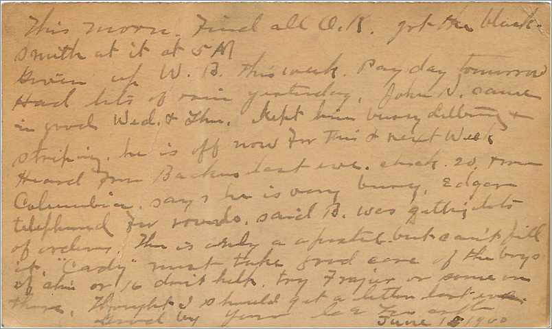 Lettre Cover Etats-Unis Stationary 1900 to Crawford — Back